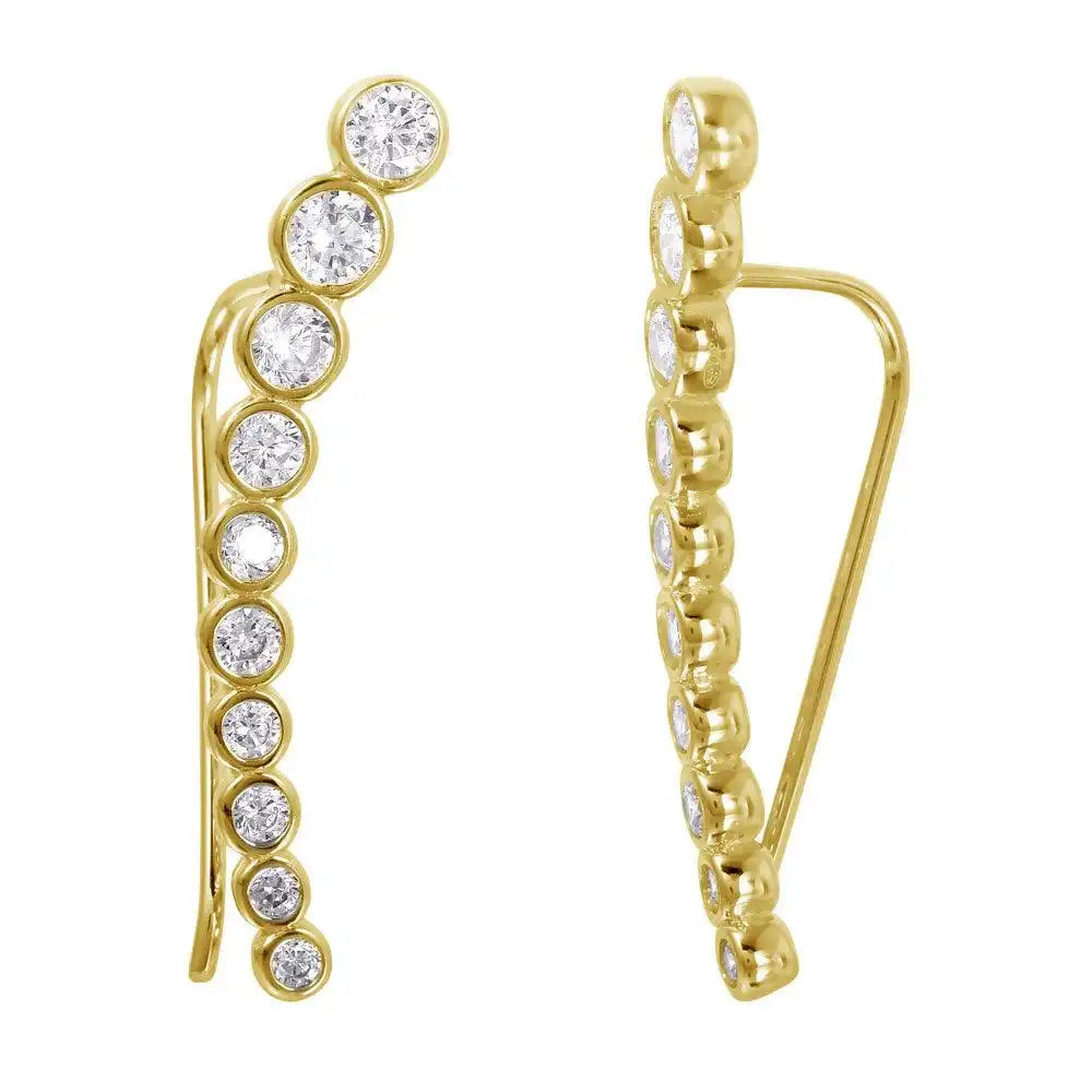 925 Sterling Silver Gold Plated CZ Drop Earrings