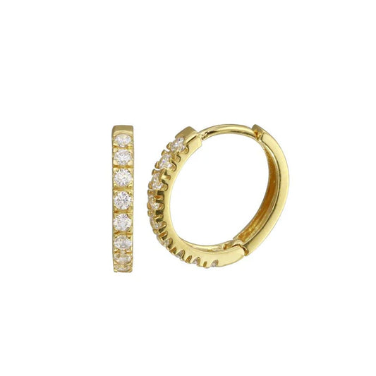 925 Sterling Silver Gold Plated Round CZ Hoop Earring 15mm