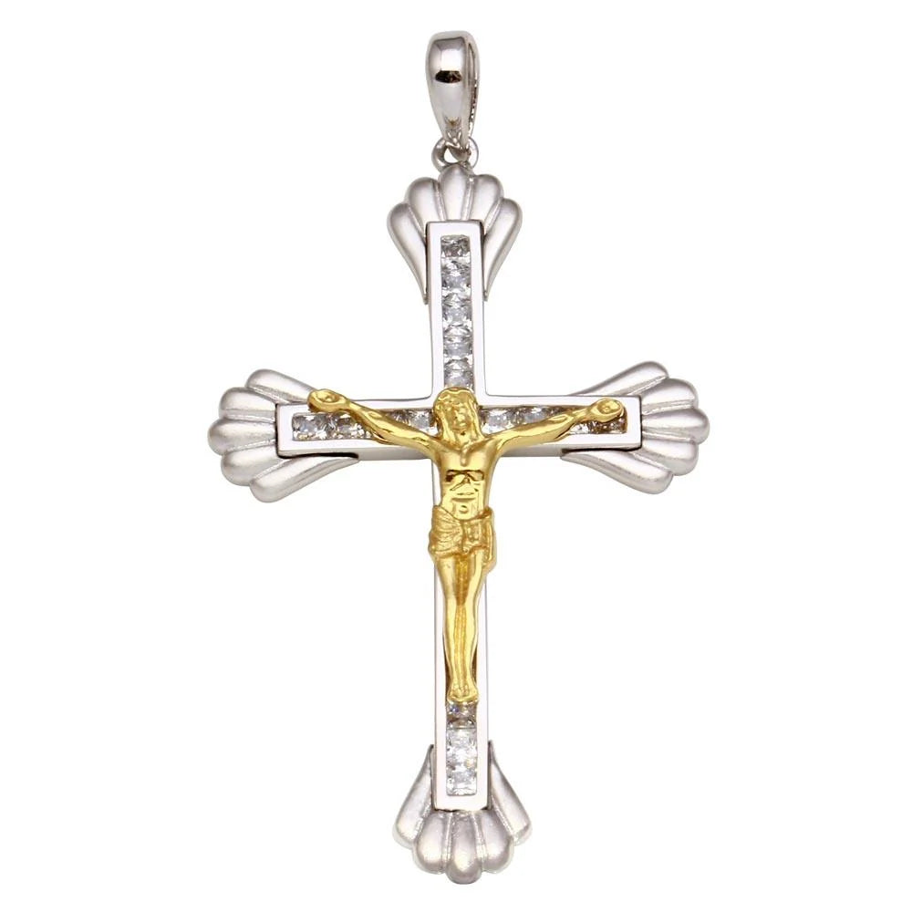 925 Sterling Silver Two-Tone Crucifix Pendant **Pendant Only**