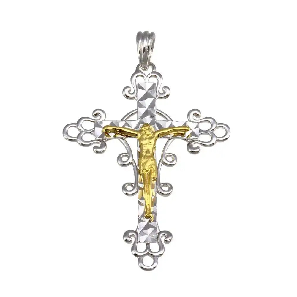 925 Sterling Silver Two-Tone Plated DC Cross Pendant