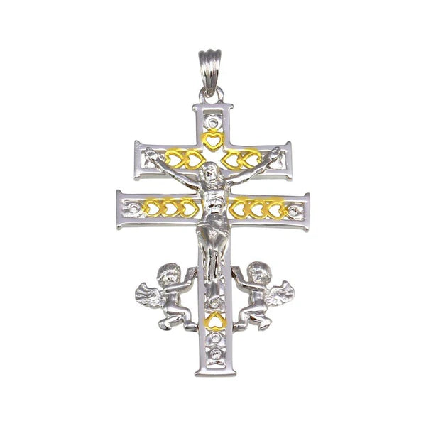 925 Sterling Silver Two-Tone Patriarchal Cross Pendant