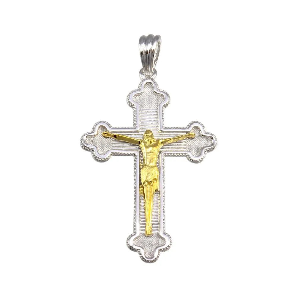 925 Sterling Silver Two-Tone Plated Cross Pendant