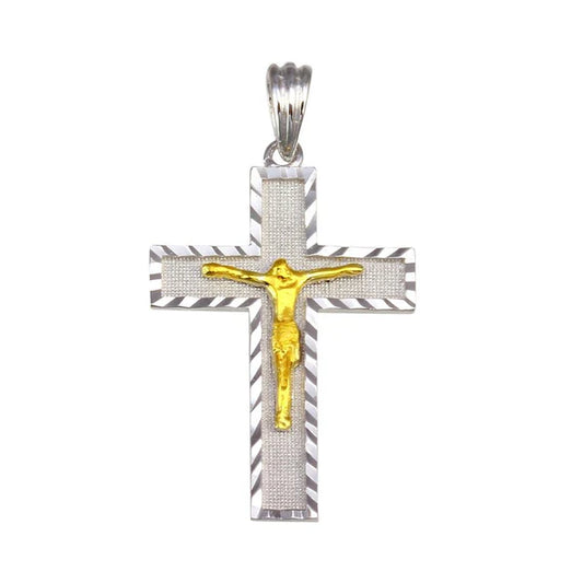 925 Sterling Silver Two-Tone Plated DC Border Cross Pendant