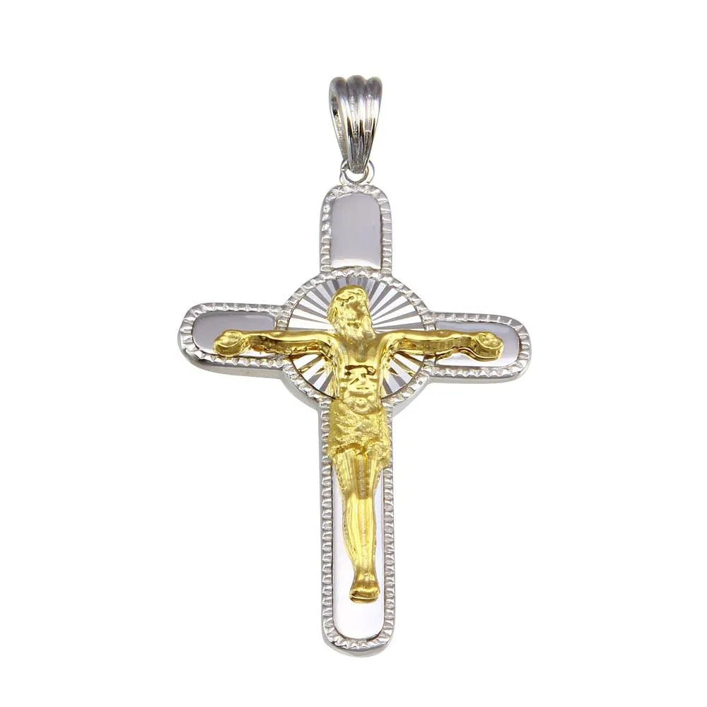 925 Sterling Silver Two-Tone Plated DC Crucifix Cross Pendant