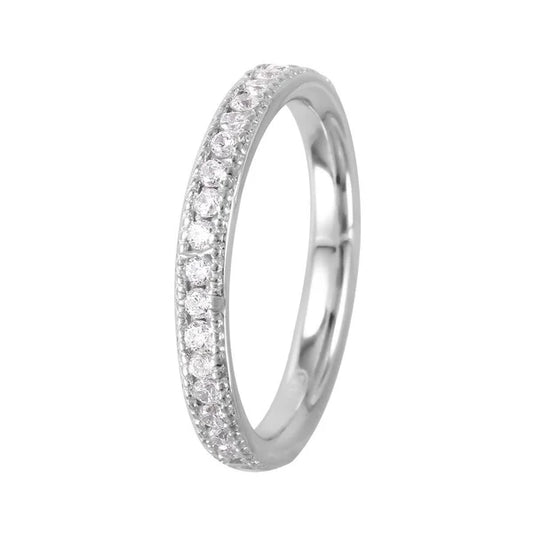 925 Sterling Silver Rhodium Plated Channel Set CZ Band