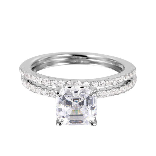 925 Sterling Silver Rhodium Plated Stackable CZ Bridal Ring