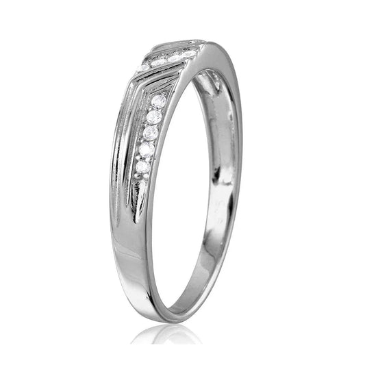 925 Sterling Silver Rhodium Plated CZ Design Ring For Men with Matching Ring For Women