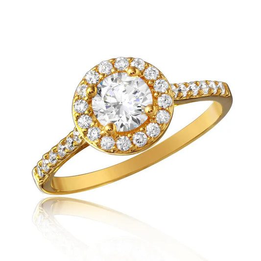 925 Sterling Silver Gold Plated Thin Micro Pave Ring with CZ