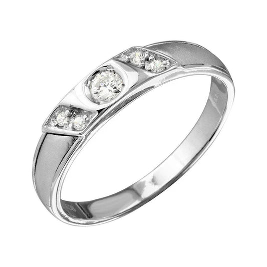 925 Sterling Silver Rhodium Plated Slash CZ Trios Bridal CZ Ring