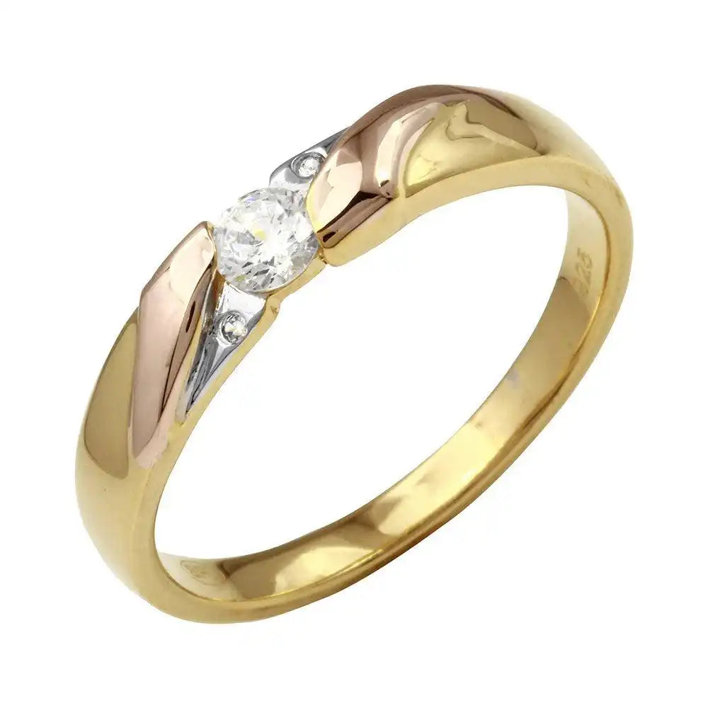 925 Sterling Silver Rhodium Plated Men's Three-Tone CZ Trios Ring