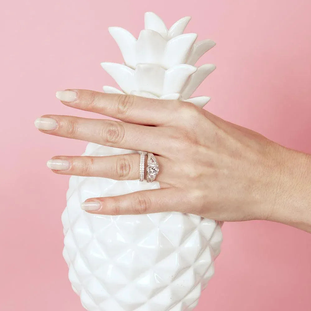 925 Sterling Silver Rhodium Plated CZ Bridal Ring
