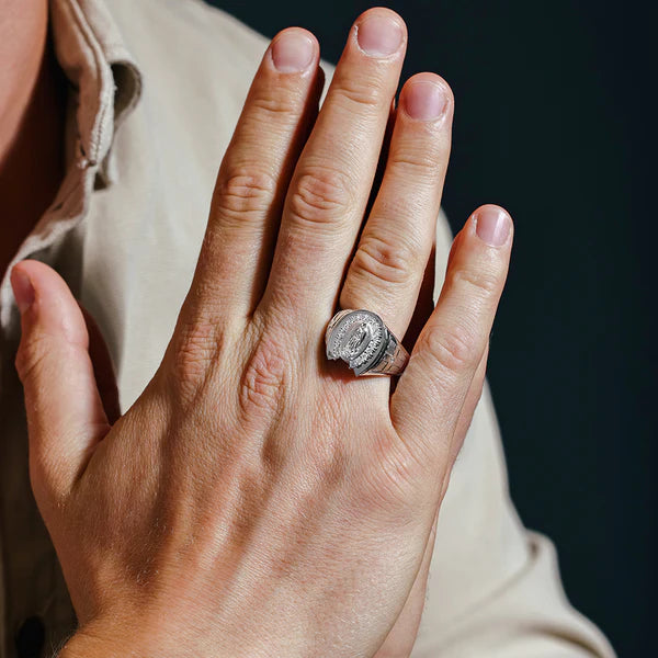 925 Sterling Silver Rhodium Lady of Guadalupe Ring