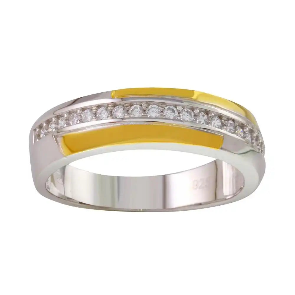925 Sterling Silver Two-Tone Ring with CZ