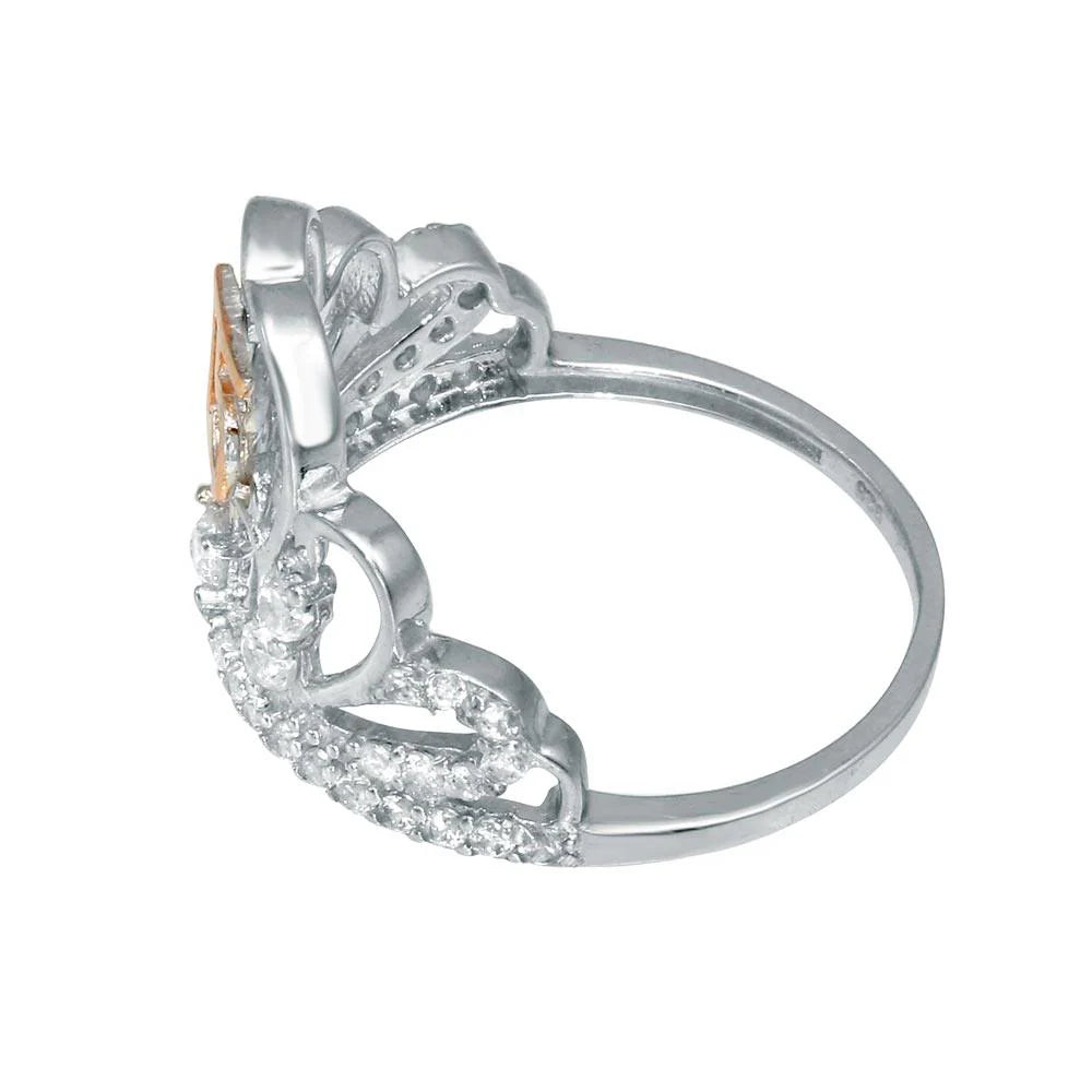 925 Sterling Silver Two-Tone CZ Quinceanera Tiara Ring