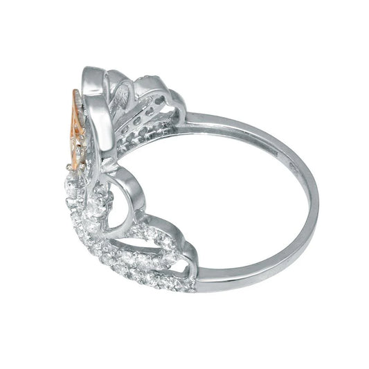 925 Sterling Silver Two-Tone CZ Quinceanera Tiara Ring