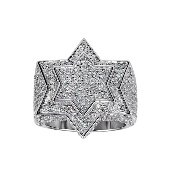 925 Sterling Silver Rhodium Plated Star CZ Ring
