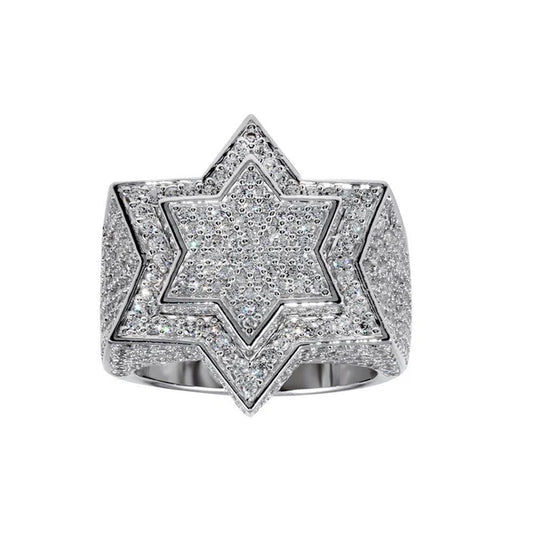 925 Sterling Silver Rhodium Plated Star CZ Ring