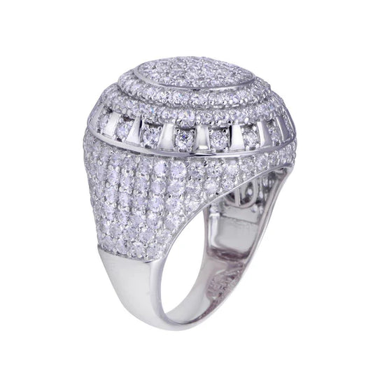 925 Sterling Silver Rhodium Plated Dome CZ Hip Hop Ring
