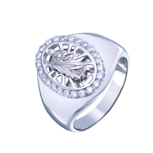 925 Sterling Silver Rhodium Plated Saint Jude CZ Ring