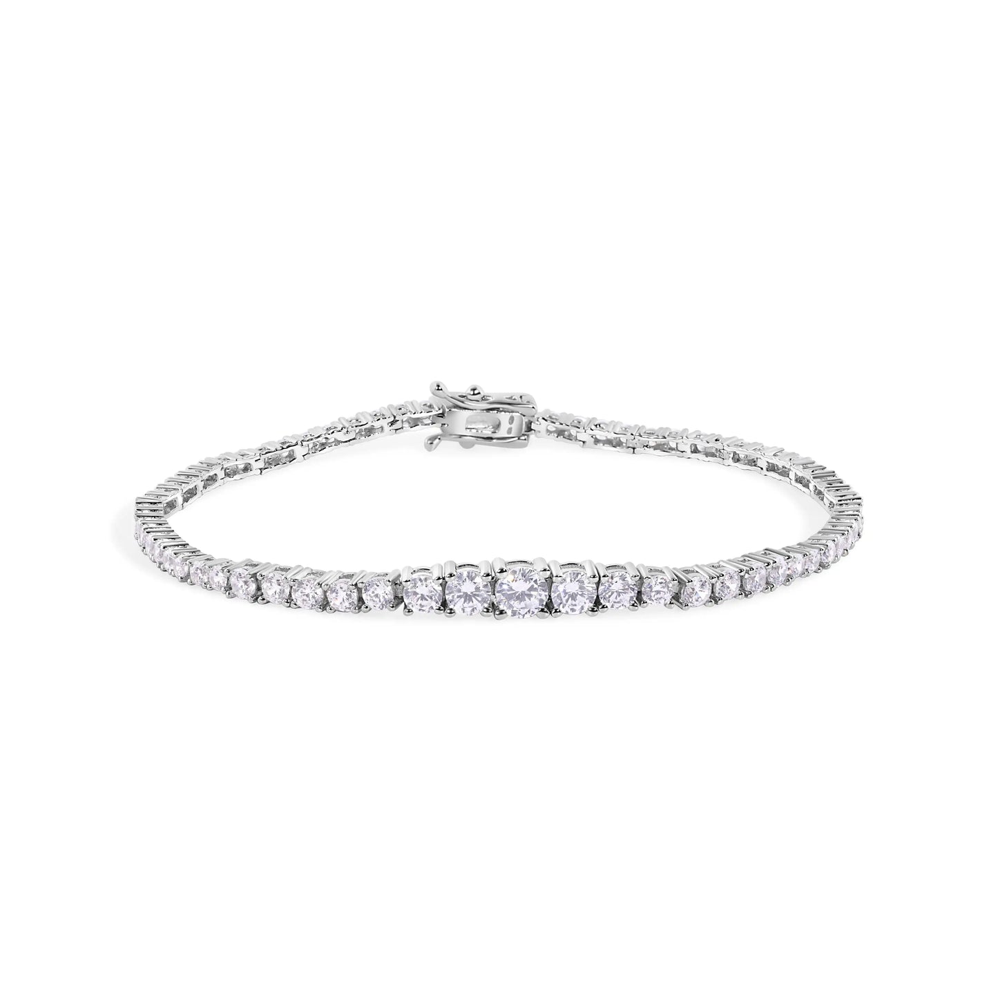 925 Sterling Silver Rhodium Plated Clear CZ Tennis 2.6mm Necklace Bracelet and Climbing Earring Set