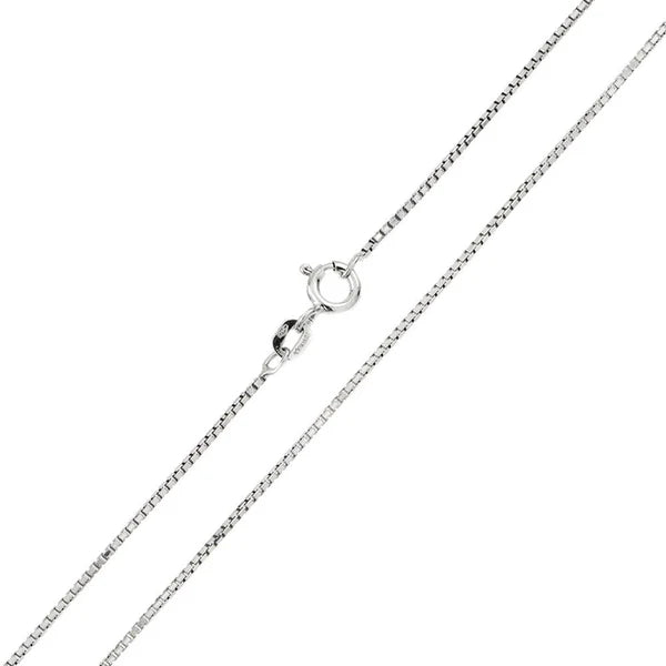 925 Sterling Silver Rhodium Plated Shiny Greek Link Box 022 Chains 1mm (Pk of 6)