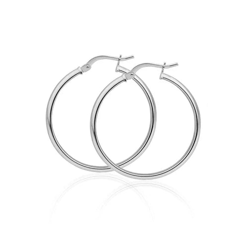 925 Sterling Silver High Polished Hoop Earrings 1.5mm