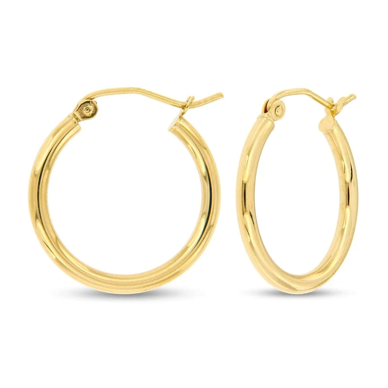 14 Karat Yellow Gold 2mm Wire Hoop Earrings