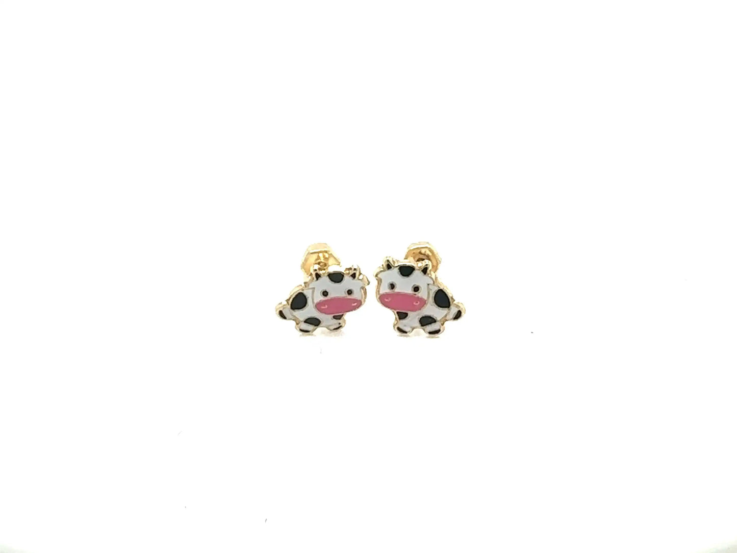 14 Karat Yellow Gold Little Cow Screw Back Earrings