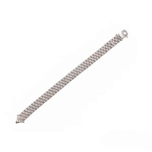 925 Sterling Silver Rhodium Plated Watch Band Style 9.1mm Bracelet