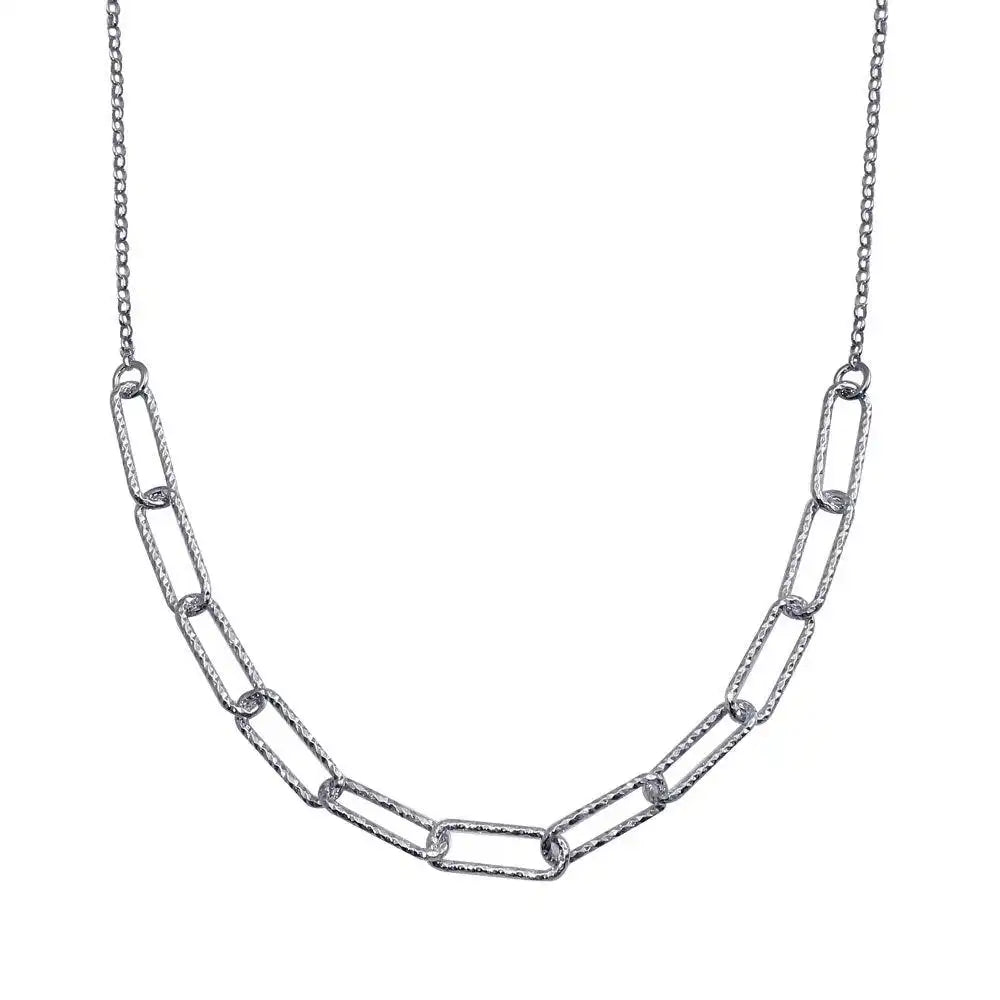 925 Sterling Silver Rhodium Plated Diamond Cut Link Chain Necklace