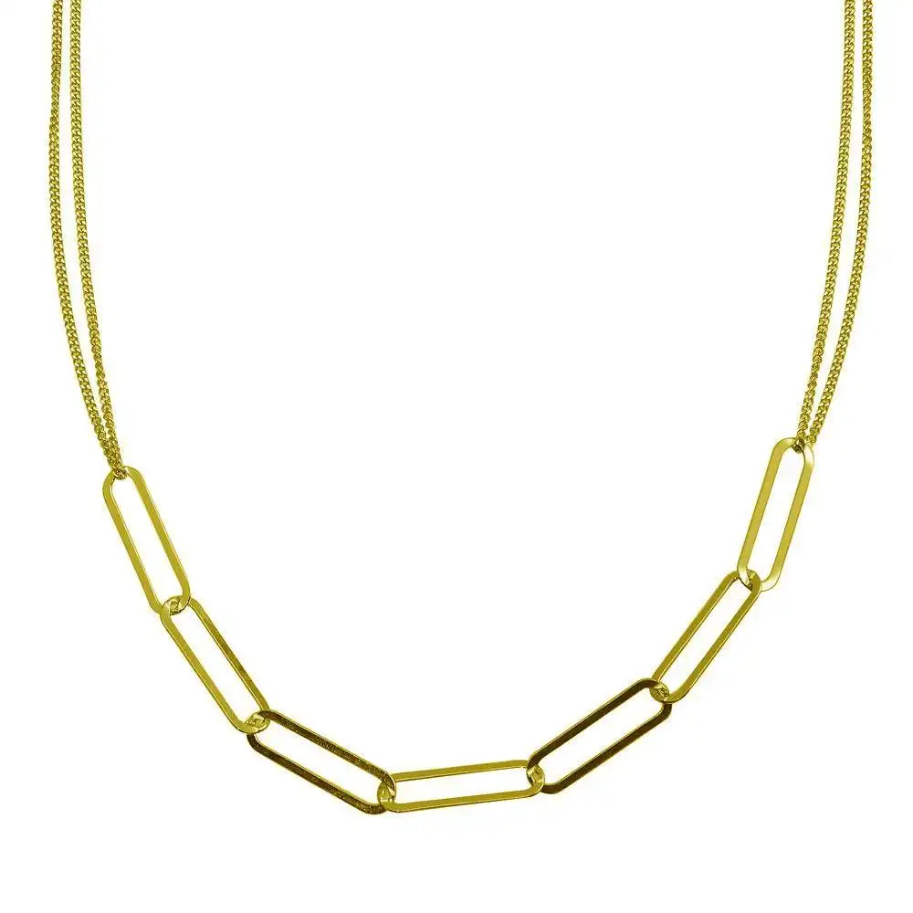 925 Sterling Silver Gold Plated Thin Curb Link Necklace