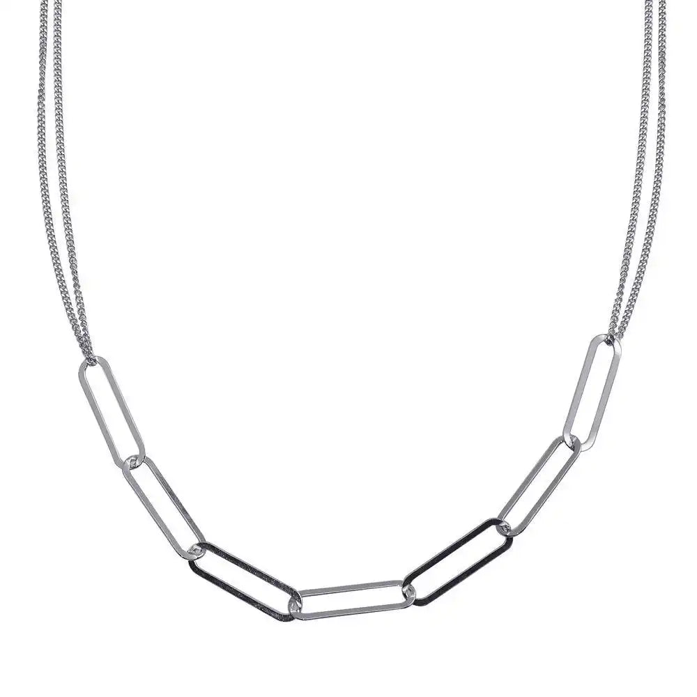 925 Sterling Silver Rhodium Plated Thin Curb Link Necklace