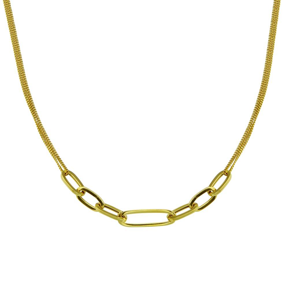 925 Sterling Silver Gold Plated Cuban Paperclip Chain Necklace
