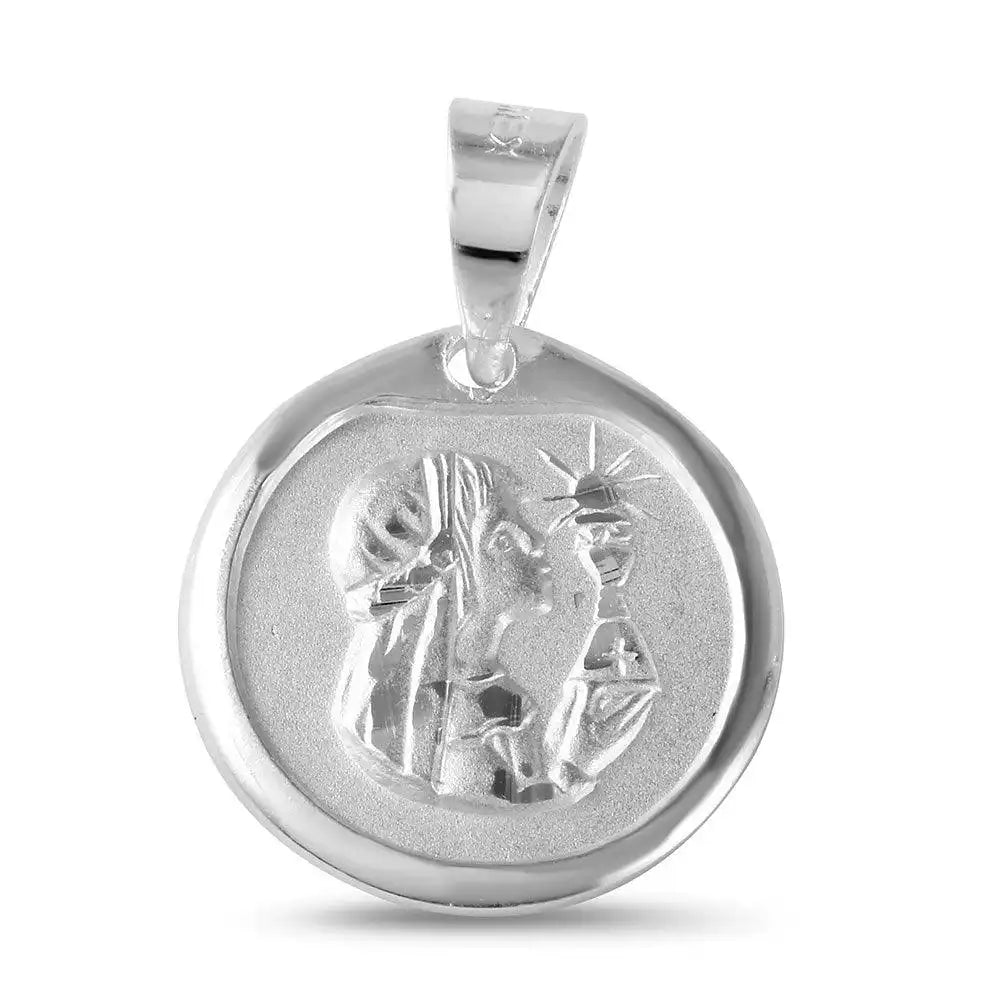 925 Sterling Silver High Polished DC Communion Medallion Matte Finish for Girl