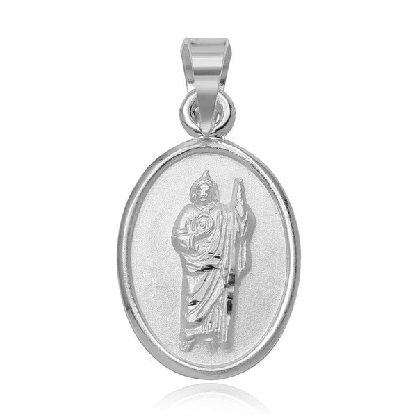 925 Sterling Silver High Polished St. Jude Medallion Charm Pendant