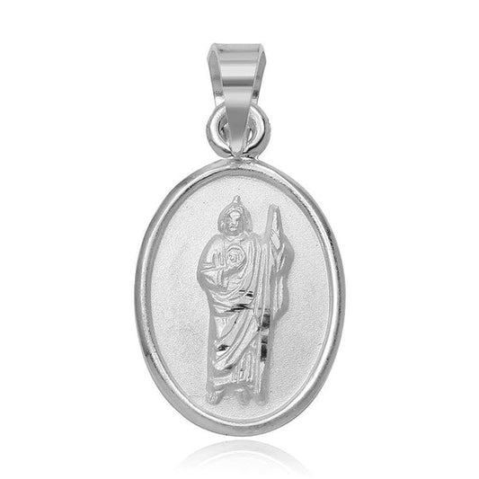 925 Sterling Silver High Polished St. Jude Medallion Charm Pendant