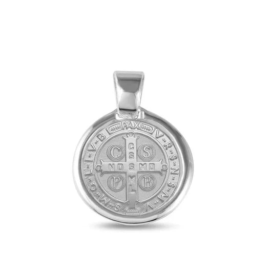 925 Sterling Silver High Polished St. Benedict Medallion 18mm