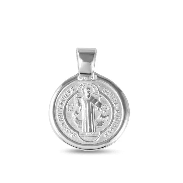 925 Sterling Silver High Polished St. Benedict Medallion 18mm