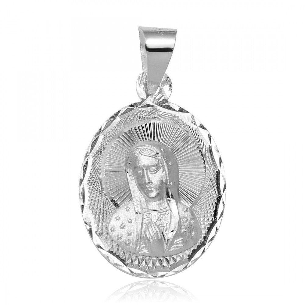 925 Sterling Silver High Polished Mother Mary DC Charm Pendant