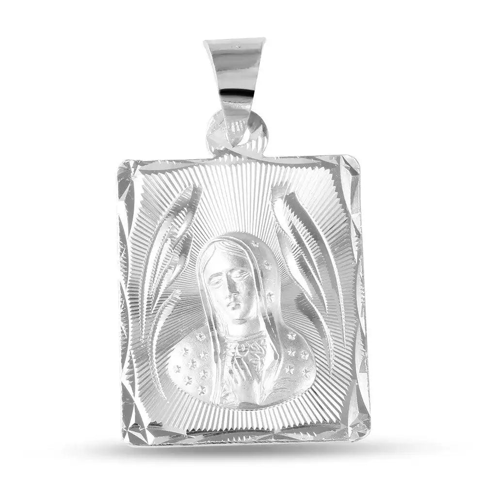 925 Sterling Silver High Polished DC Guadalupe Medallion