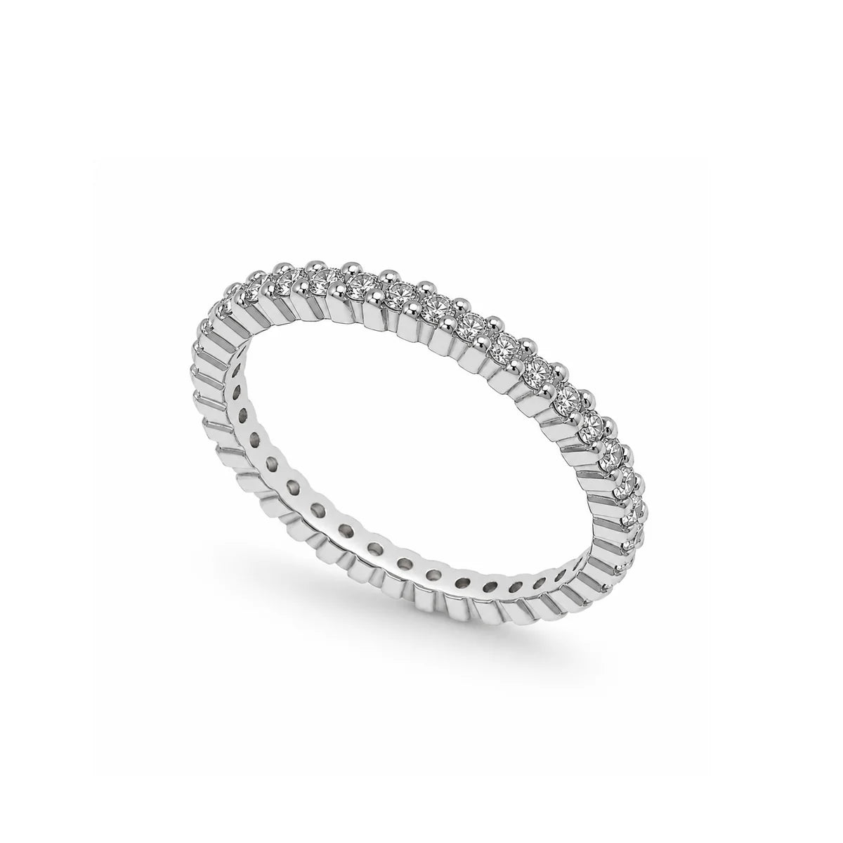 925 Sterling Silver Rhodium Plated Lab Grown Diamond Eternity Band Ring