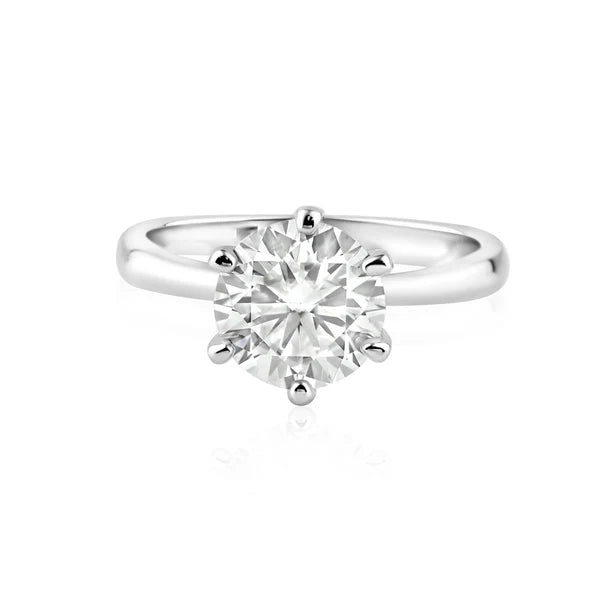 925 Sterling Silver Rhodium Plated 2 Carat Moissanite Ring