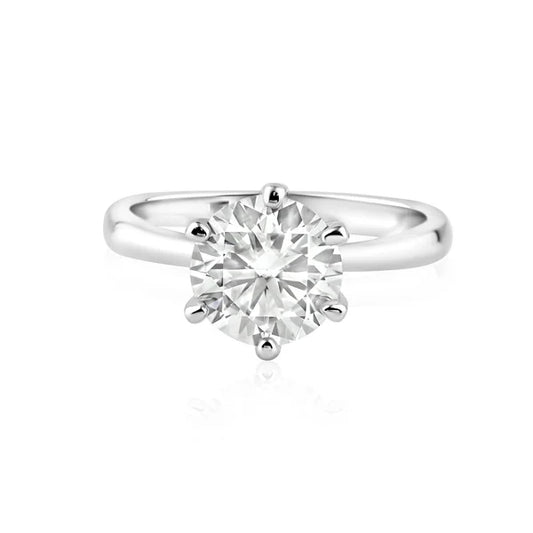 925 Sterling Silver Rhodium Plated 2 Carat Moissanite Ring