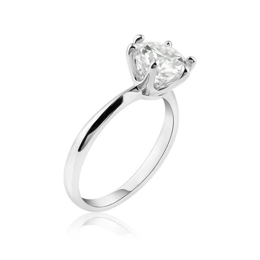 925 Sterling Silver Rhodium Plated 3 Carat Moissanite Ring