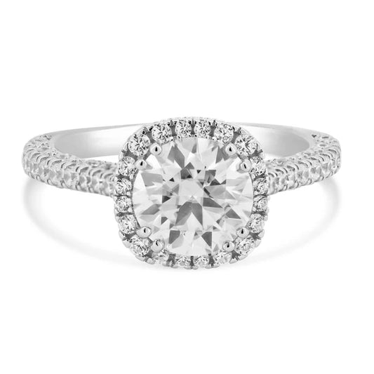 925 Sterling Silver Rhodium Plated 2 Carat Moissanite Stones with CZ Engagement Ring