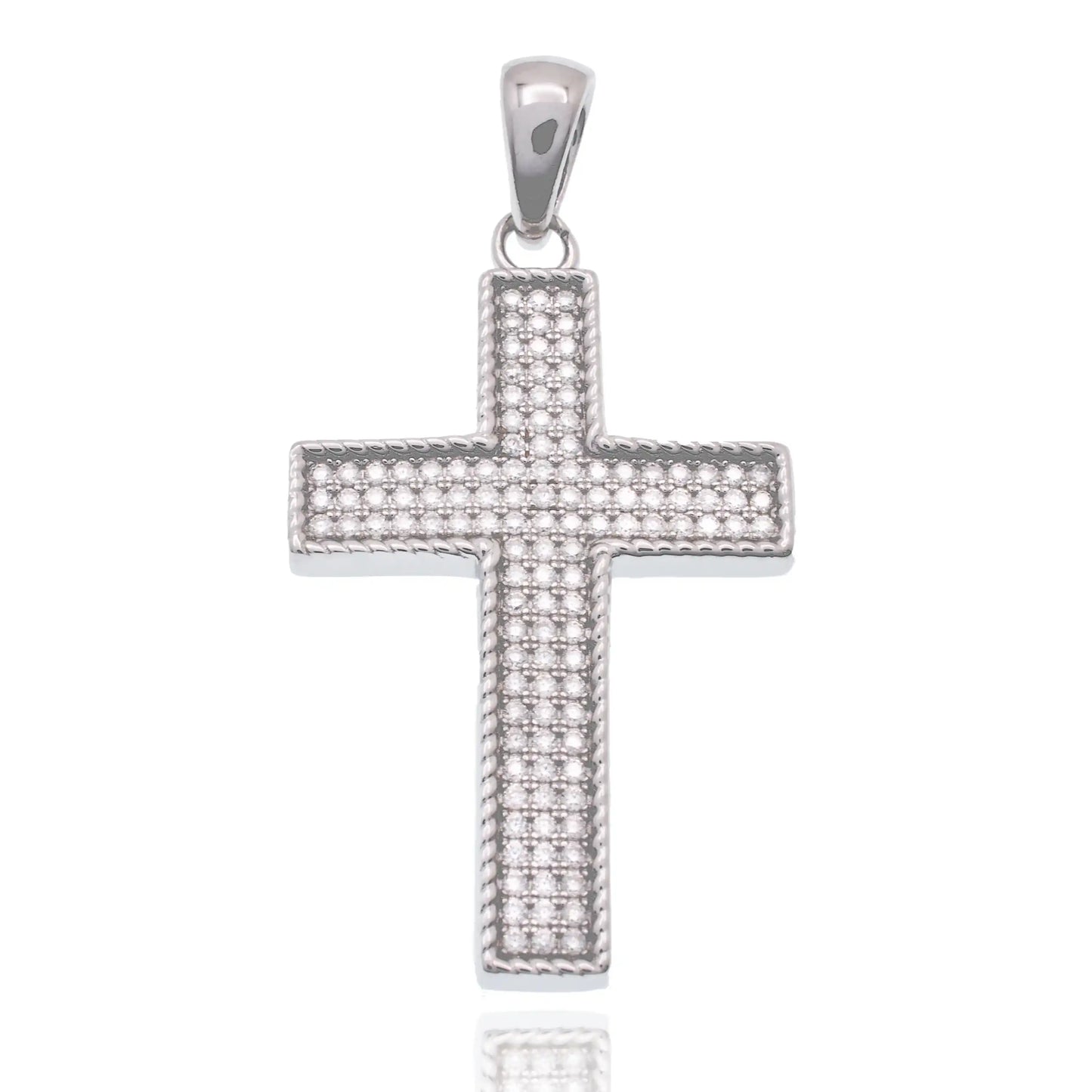 925 Sterling Silver Rhodium Plated Moissanite 21.5mm x 31mm Iced Out Cross Hip Hop Pendant