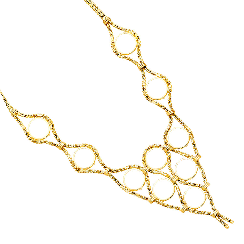 14K Yellow Gold 2.5 Pesos 10-Coin Women'sBola Design 17" Necklace