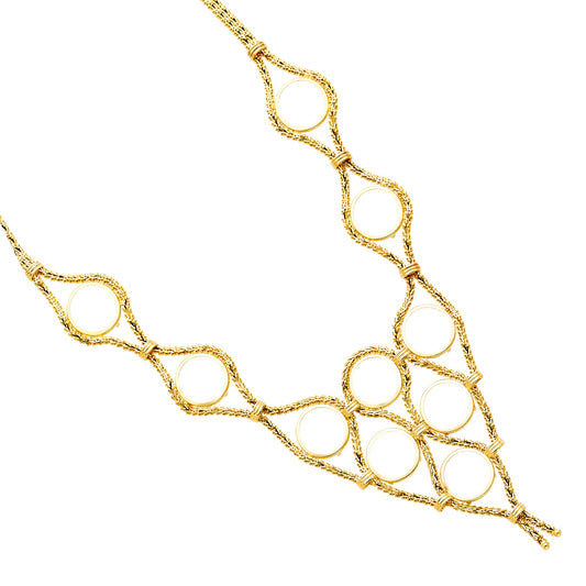 14K Yellow Gold 2.5 Pesos 10-Coin Women'sBola Design 17" Necklace