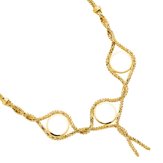14K Yellow Gold 2.5 Pesos 3-Coin Women'sBola Design 17" Necklace