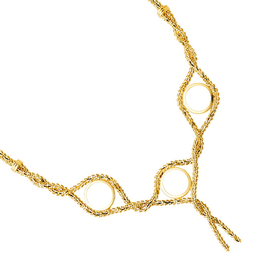 14K Yellow Gold 2.0 Pesos 3-Coin Women's Bola Design 17" Necklace